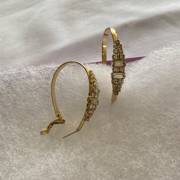 Vintage rhinestone vermeil rhinestone earrings - Picture 4 of 4